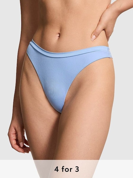 Harbor Blue Thong Seamless Lace Back Knickers (K80544) | £9