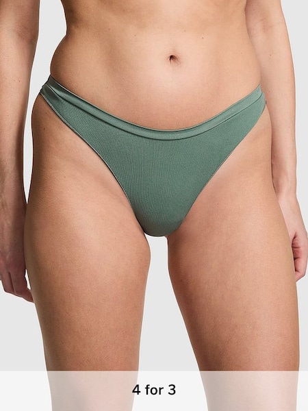 Forest Green Thong Seamless Lace Back Knickers (K80565) | £9
