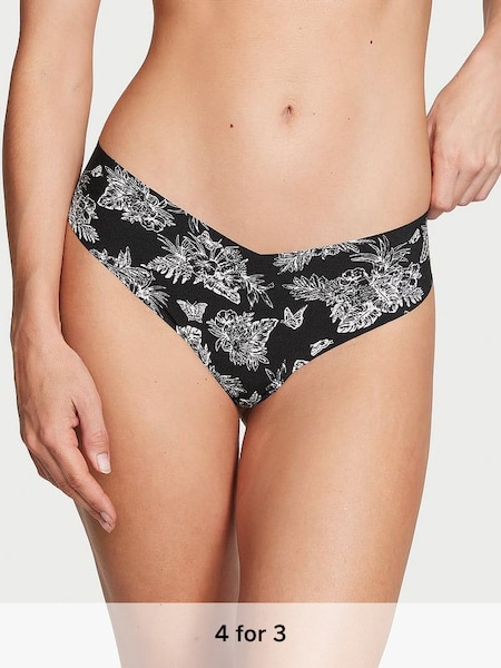 Black Tropical Toile Thong Knickers (K80606) | £9