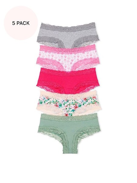 Grey/Pink/Nude/Green Cheeky Cotton Knickers Multipack (K80661) | £25