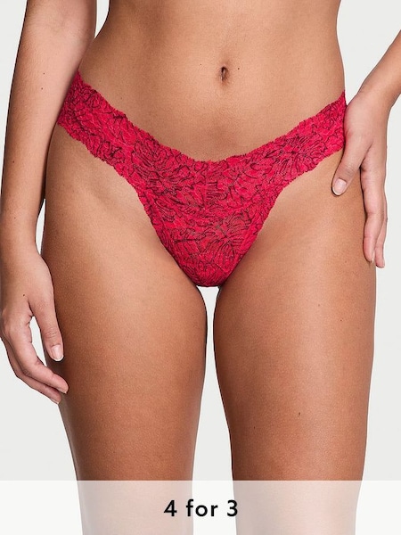 Hottie Pink Palm Leaf Thong Posey Lace Knickers (K80689) | £9