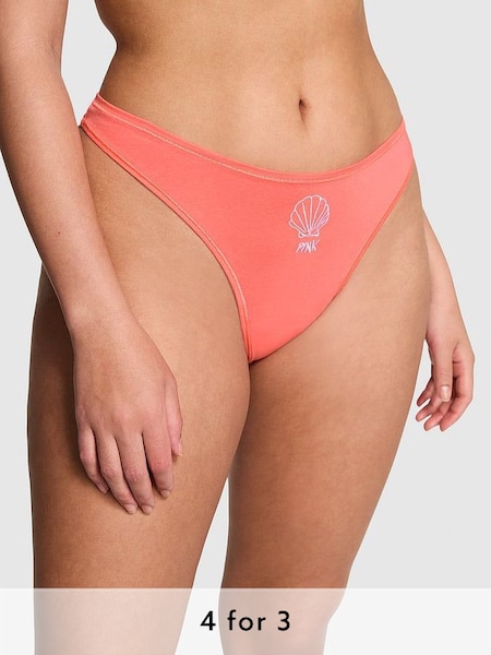 Crazy For Coral Pink Seashell Thong Cotton Knickers (K80690) | £9
