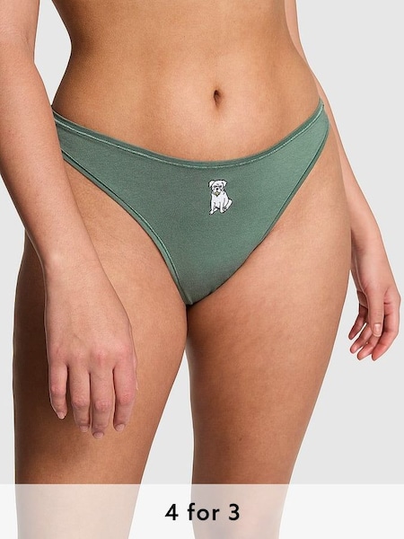 Fresh Forest Green Dog Thong Cotton Knickers (K80731) | £9