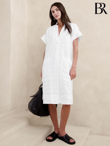 Banana Republic White Laurel Linen Cotton Utility Dress (K80979) | £120