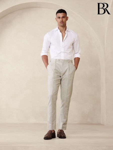 Banana Republic Cream Arroyo Cotton-Linen Suit Trousers (K81008) | £125