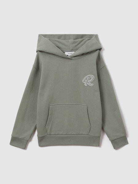 Senior Cotton Motif Hoodie in Pistachio (K81525) | £36