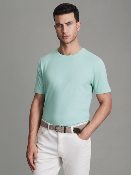 Cotton Crew Neck T-Shirt in Ocean Green (K81564) | £18