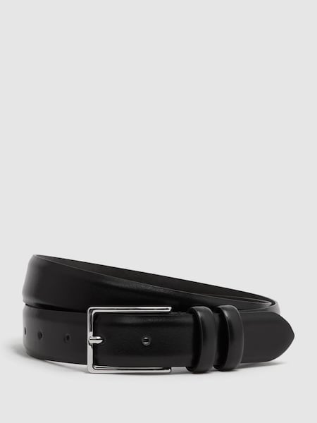 Smooth Leather Belt in Black (K81587) | £55