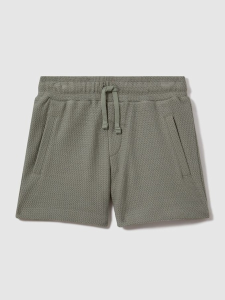 Textured Cotton Drawstring Shorts in Pistachio (K81598) | £20