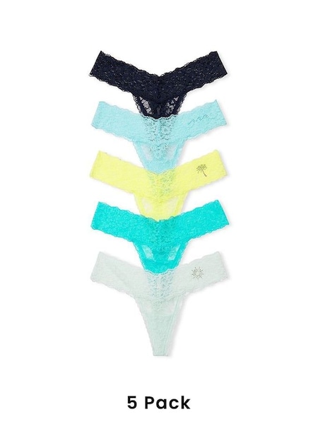 Blue/Yellow/Black Thong Lace Knickers Multipack (K86325) | £27