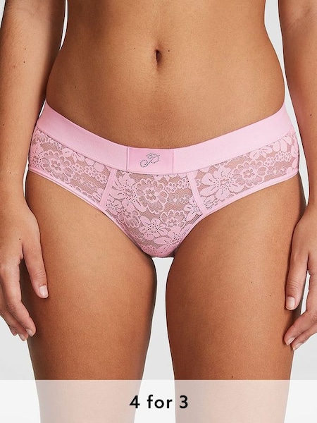 Pink Bubble Shine Lace Hipster Logo Knickers (K86359) | £9