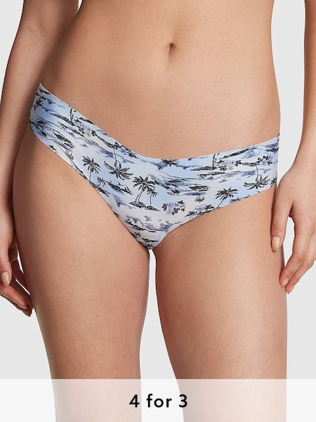 Harbor Blue Palm Trees Thong No Show Knickers (K86361) | £9