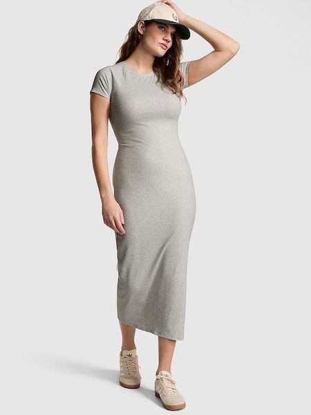 Heather Stone Grey Short Sleeve Midi Dress (K86421) | £36