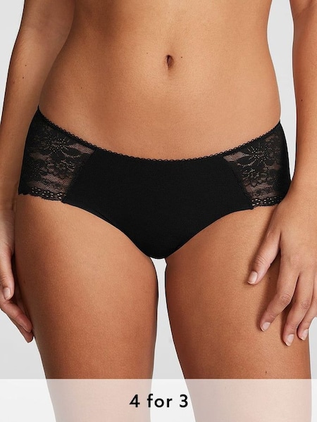 Pure Black Lace Trim Hipster No Show Knickers (K86425) | £9