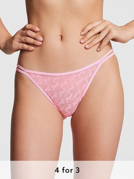 Pink Bubble Cheeky Flocked Mesh Strappy Knickers (K89087) | £9