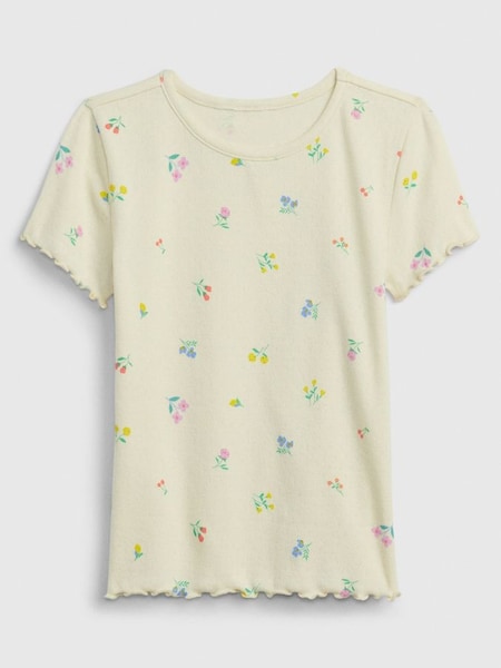 Cream Soft Knit Lettuce Sleeve T-Shirt (4-13yrs) (K90625) | £8