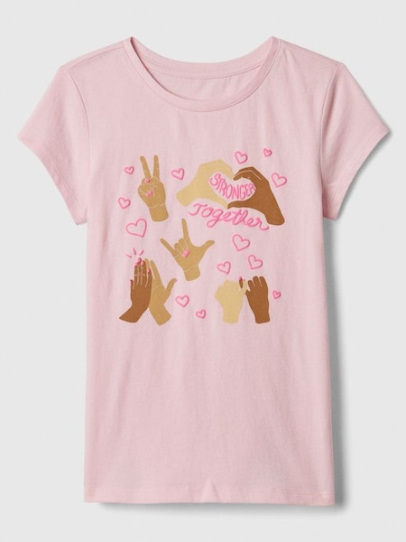 Pink Graphic Short Sleeve Crew Neck T-Shirt (4-13yrs) (K90631) | £10