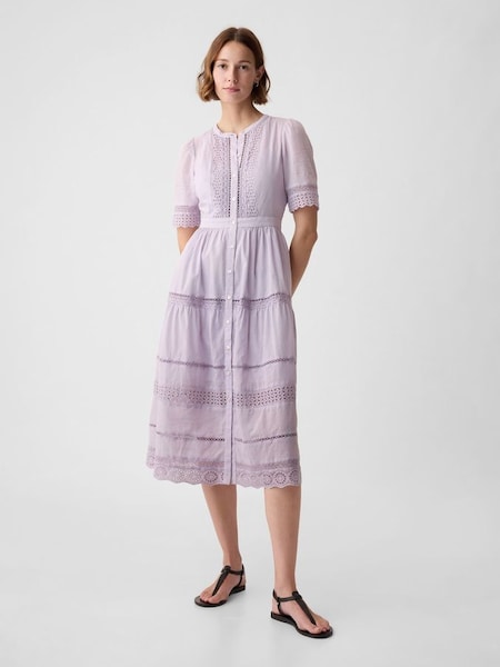 Purple Cotton Lace Midi Dress (K90650) | £70