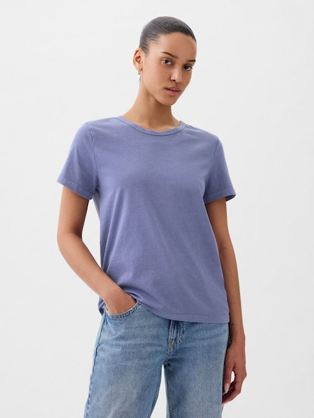 Blue Organic Cotton Vintage Crew Neck T-Shirt (K90653) | £18
