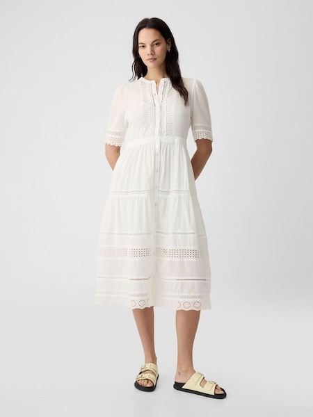 White Cotton Lace Midi Dress (K90660) | £70
