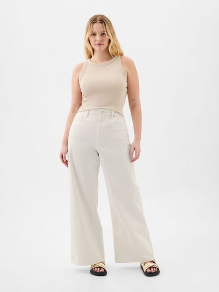 White High Waisted Wide Leg Jeans (K90680) | £45