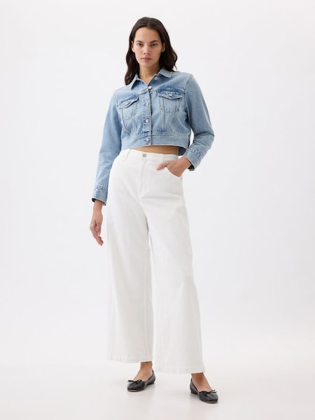 White High Waisted Wide Leg Crop Jeans (K90686) | £50