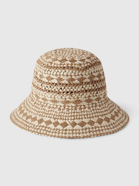 Brown Straw Bucket Hat (K90690) | £30