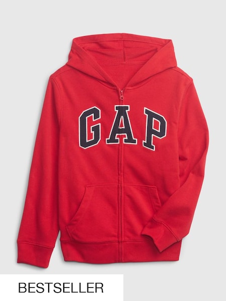 Red Logo Zip Up Hoodie (4-13yrs) (K91441) | £25