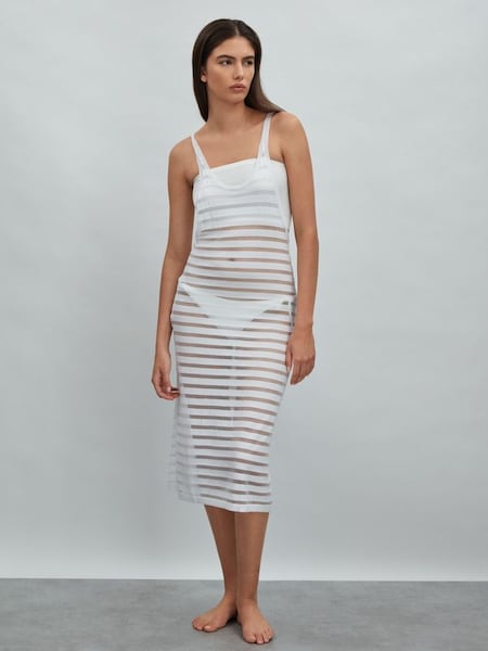 Calvin Klein Underwear Knitted Midi Dress in White (K92201) | £110