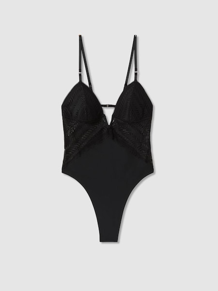 Calvin Klein Underwear Sheer Lace Bodysuit in Black (K92213) | £75
