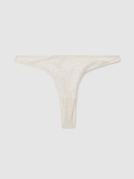Calvin Klein Underwear Embroidered Mesh Thong in Ivory (K92219) | £36
