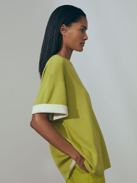 Atelier Tess Knitted Silk Blend Top with Cashmere in Green (K92265) | £395
