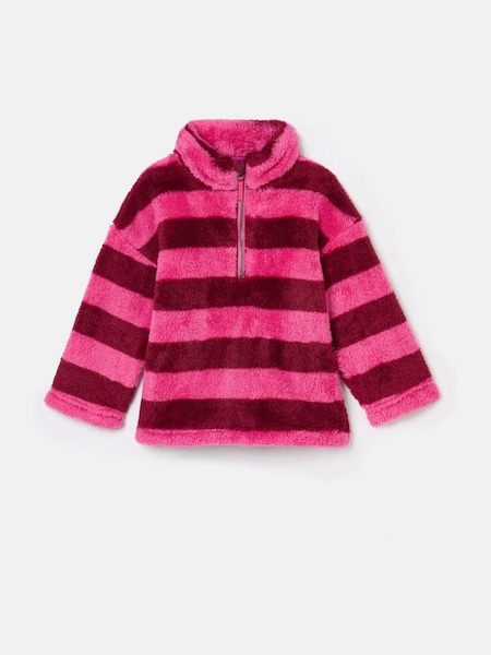 Merridie Pink Stripe Half Zip Borg Fleece (K92290) | £24 - £27