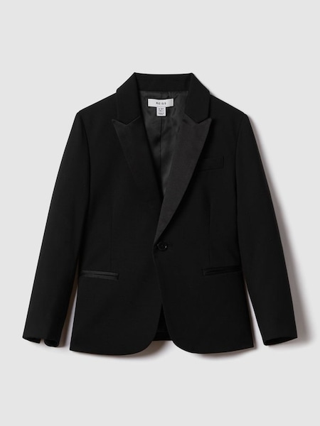 Teen Tuxedo Satin Single Breasted Blazer in Black (K92493) | £118