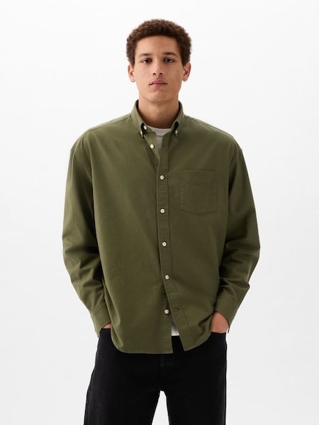 Green Long Sleeve Oversized Oxford Shirt (K93292) | £35