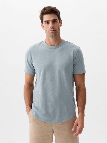 Blue Cotton Crew Neck Short Sleeve T-Shirt (K93297) | £12
