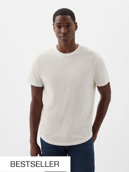 White Cotton Crew Neck Short Sleeve T-Shirt (K93318) | £12