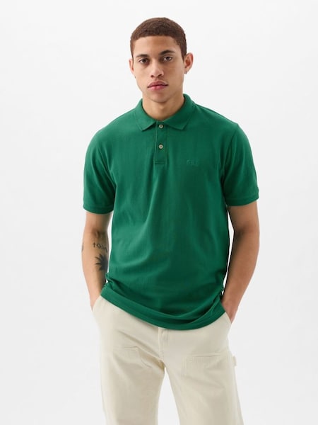 Green Logo Pique Short Sleeve Polo Shirt (K93327) | £20