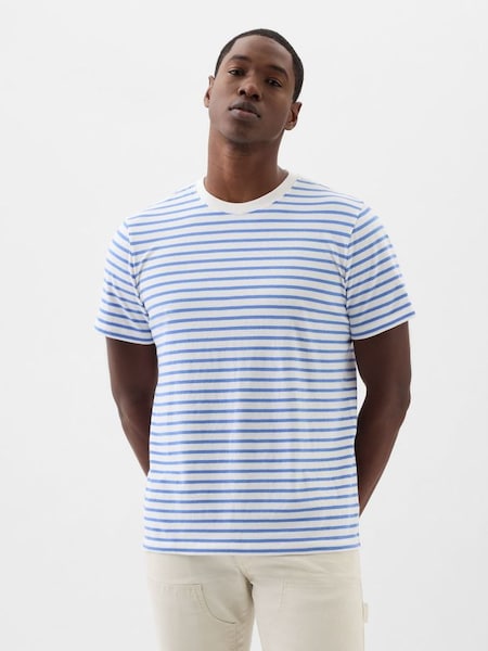 White Cotton Everyday Soft Stripe T-Shirt (K93330) | £12