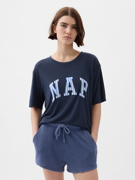 Blue Relaxed Pyjama Graphic Short Sleeve T-Shirt (K93360) | £15