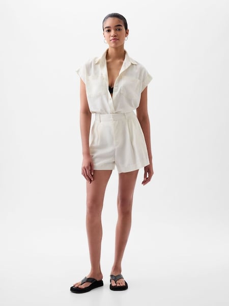 White 4" Linen Cotton Everyday Shorts (K93380) | £30