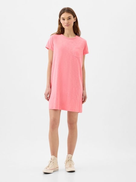 Pink Crew Neck Short Sleeve Pocket T-Shirt Dress (K93390) | £20