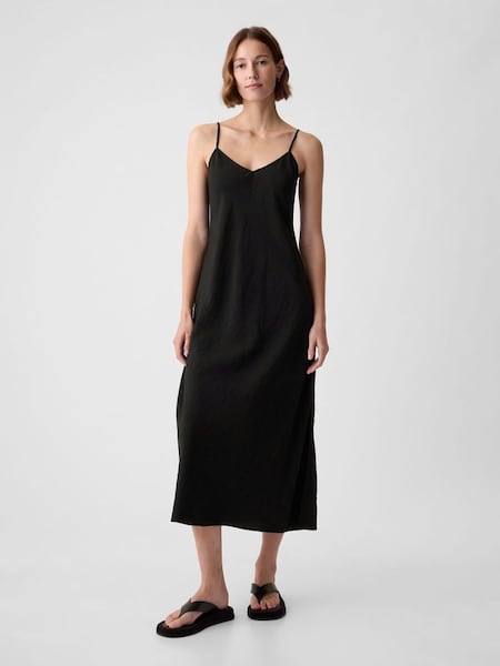 Black Slip Midi Dress (K93422) | £40