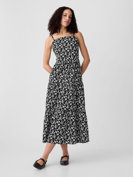 Black Floral Print Tiered Maxi Dress (K93427) | £45