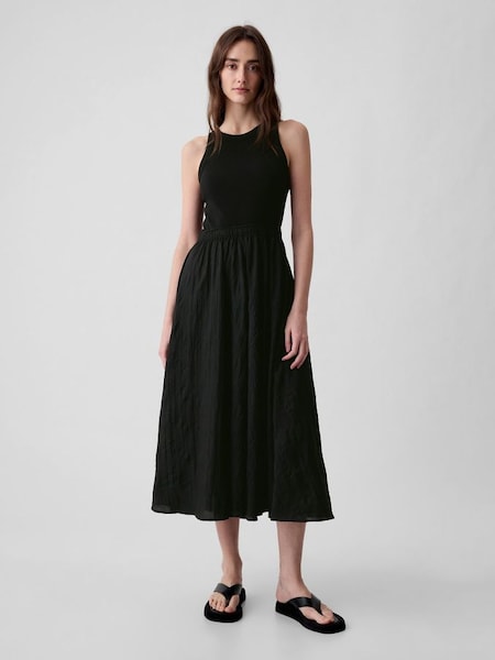 Black Cotton Sleeveless Midi Dress (K93441) | £55
