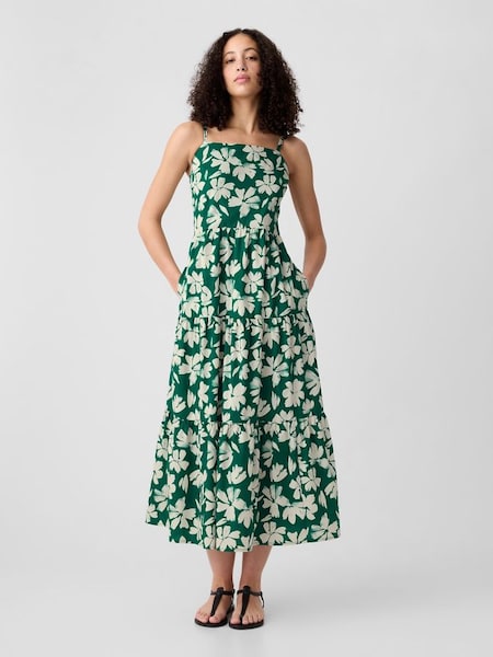 Green Floral Print Tiered Maxi Dress (K93447) | £45