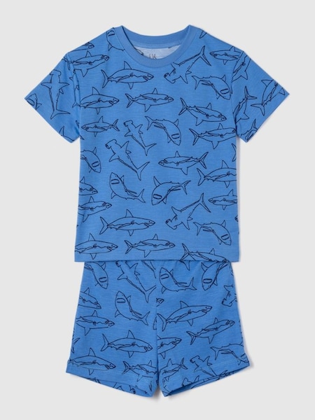 Blue Shark Print Short Pyjama Set (4-13yrs) (K93830) | £20