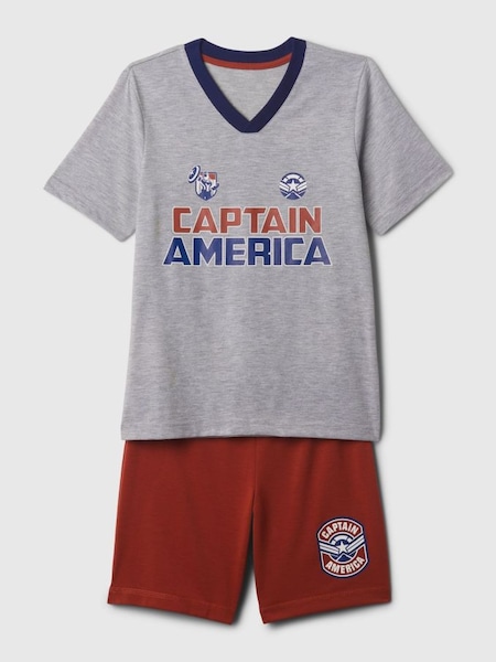 Grey Marvel Captain America Shorts Pyjama Set (4-13yrs) (K93847) | £25