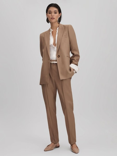 Petite Single Breasted Suit Blazer in Mink Neutral (K95909) | £250