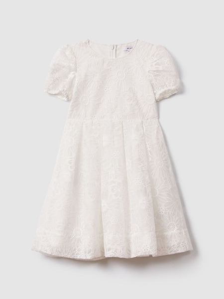 Teen Lace Puff Sleeve Dress in Ivory (K97790) | £90